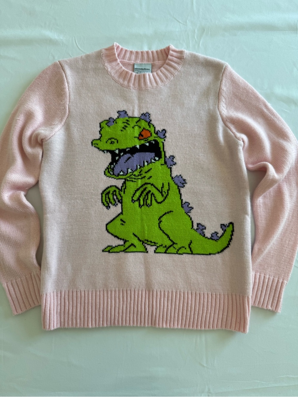Nickelodeon Hot Topic RugRats Pink Reptar Crewneck Sweater - Picture 2 of 9